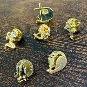 Religious Pin Bundle Gold Tone Christianity Cross Prayer Hands Praying Easter